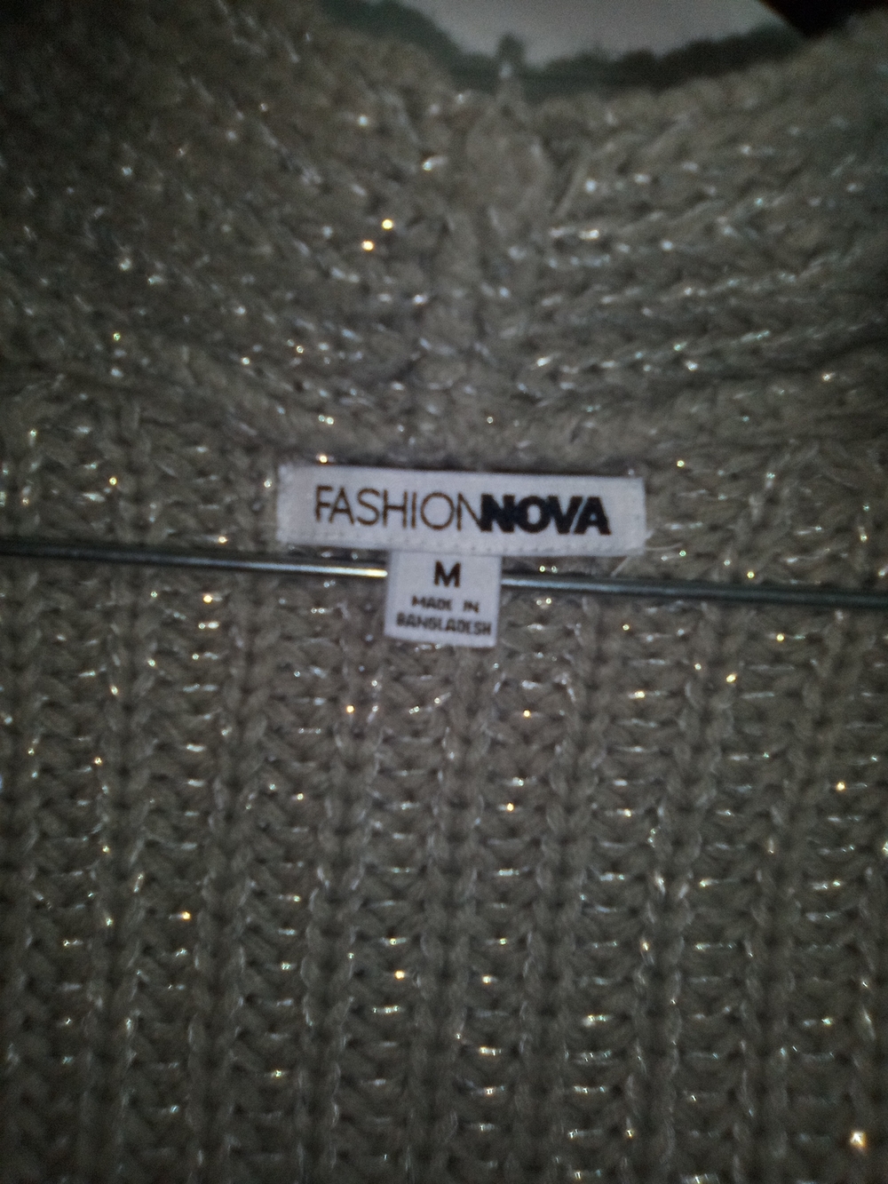 Women's Cottagecore Knit Taupe Cropped With Metallic Accents Shrug Size Medium - Picture 4 of 4
